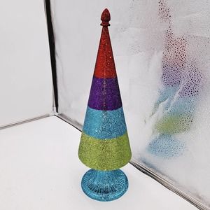 NWT Glitter Rainbow Metal Christmas Tree
